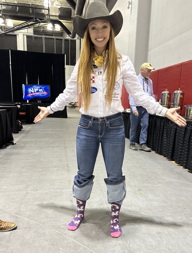 Emily Beisel's lucky socks at the 2022 NFR.