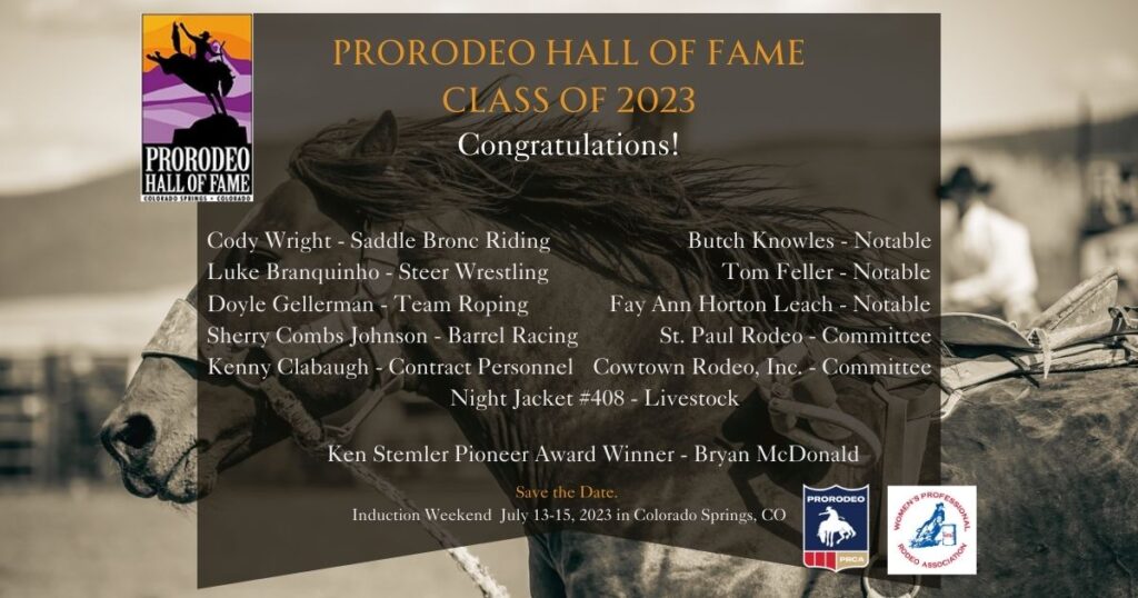 2023 ProRodeo Hall of Fame inductee final list.