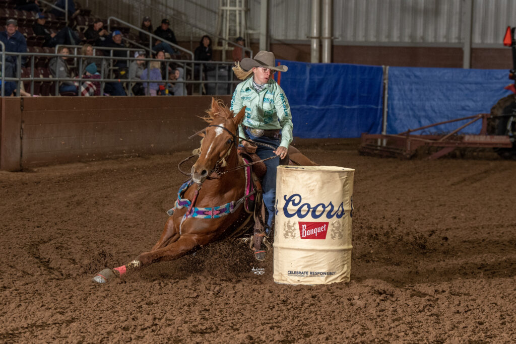 Jimmie Smith Tew competes at the San Angelo Rodeo slack