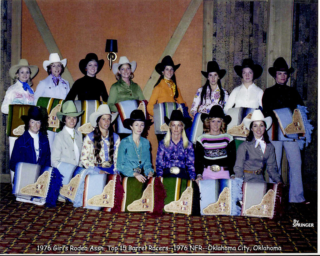 top 15 NFR barrel racers at the 1976 National Finals Rodeo.