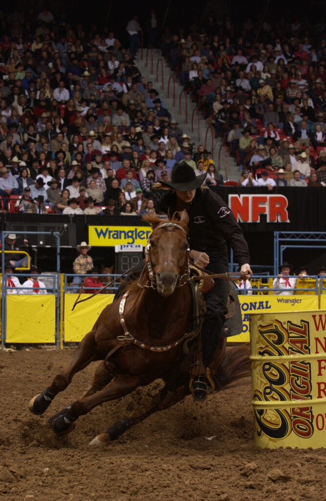 Janae Ward competes in barrel racing at the NFR.